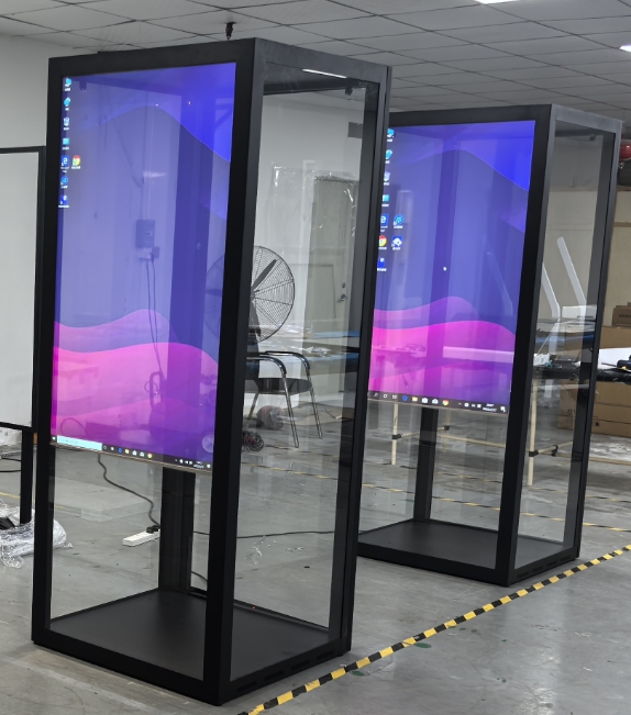 55 düymlük toxunuş şəffaf OLED ekran ekranı vitrin